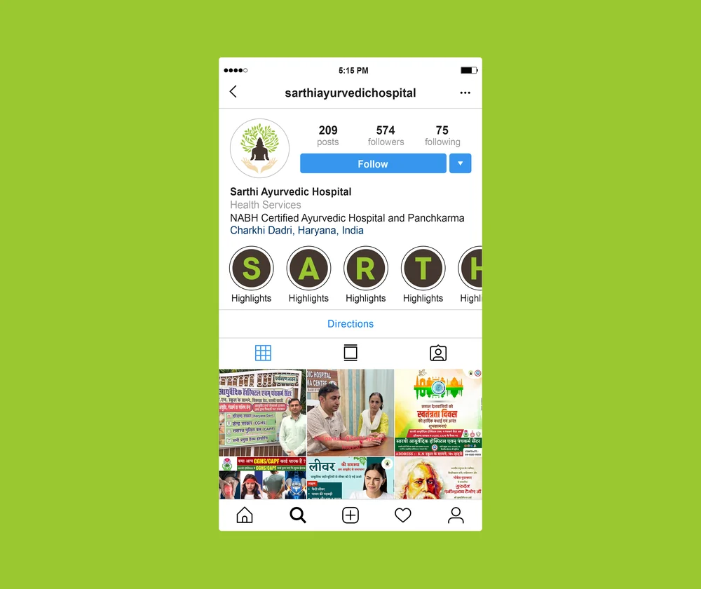 Sarthi Instagram profile page