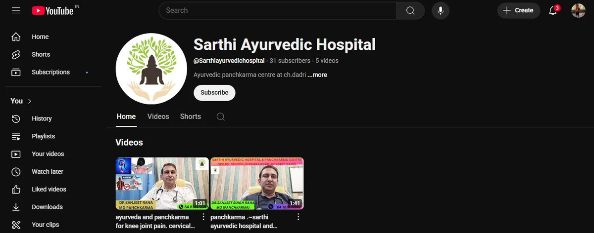 Sarthi YouTube channel page